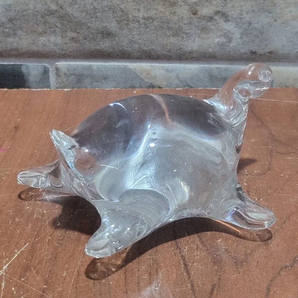 Clear Hand Blown Art Glass Sea Turtle Paperweight